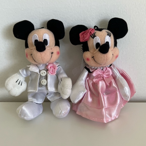Wedding Mickey and Minnie Small Keyring BagCharm Plush - Picture 1 of 5
